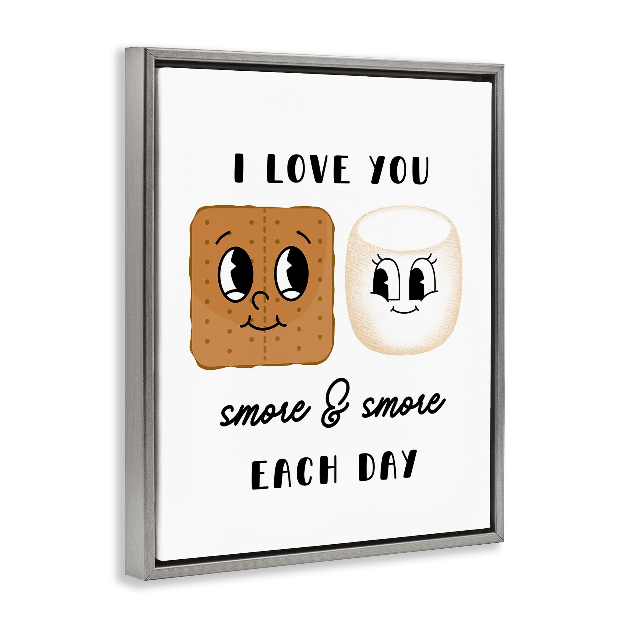Stupell Industries Love You Smore Each Day Food & Beverage Painting Gray Floater Framed Art Print Wall Art, 17 x 21