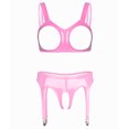 thumbnail image 3 of Conjunto de lencería Sexy erótica de charol brillante para mujer, sujetador de copa abierta sin mangas, Top con liguero sin entrepierna, conjunto de ropa interior, 3 of 5