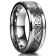 thumbnail image 1 of Fashion 8mm Men's Stainless Steel Celtic Dragon Ring Inlay Red Green Black Carbon Fiber Ring Wedding Band Charm Jewelry Gifts, 1 of 5