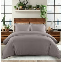 Soft 600 Thread Count 100% Cotton Duvet Cover Set Solid - Full/Queen - Gray