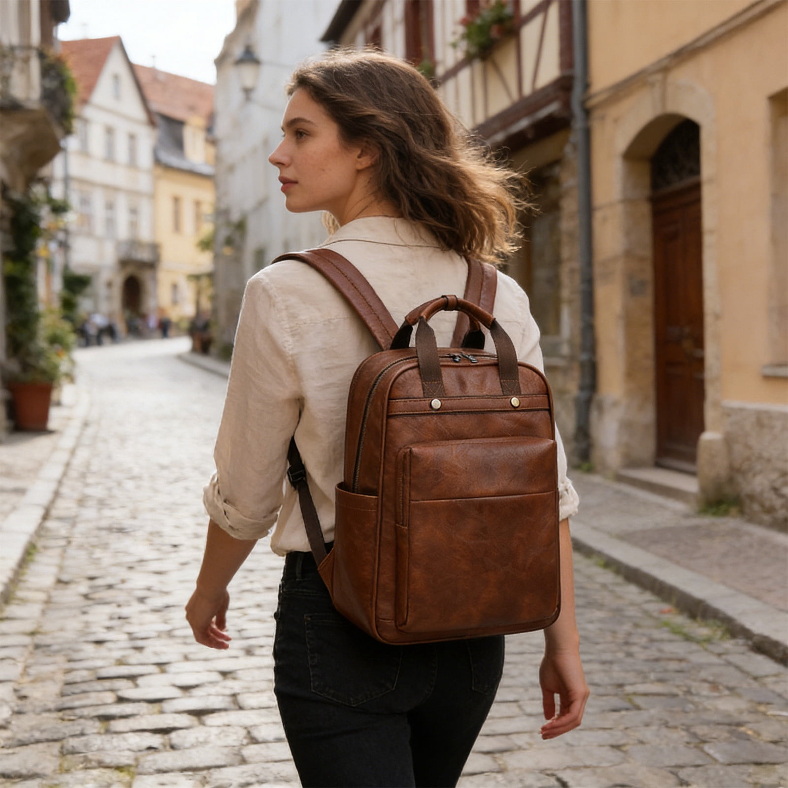 Women's Backpack, Large Capacity Fashion Backpack for Commute, Multi-Functional PU Leather Travel Backpack, Waterproof Daypack with Organizational Pockets, Stylish Carryall Backpack for Work