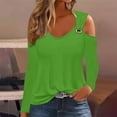 thumbnail image 2 of Yuyuzo Womens Tunic Tops Cold Shoulder Long Sleeve Shirts Loose Solid Color Lightweight Tee Tops, 2 of 5