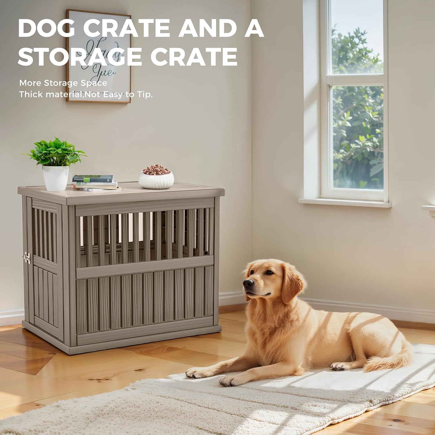 Dog Crate Furniture End Table Night Stand Furniture with Lockable Latch for Small to Large Dogs Side End Table, Modern Dogs Kennel Indoor