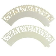 Love Paper Cupcake Wrap, 2-Inch, 12-Piece. Ivory