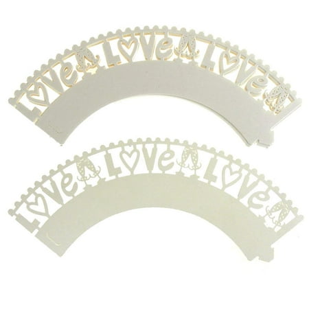 Love Paper Cupcake Wrap, 2-Inch, 12-Piece. Ivory