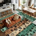 thumbnail image 5 of Teal Dog Paws 4x6 Area Rugs, Farmhouse Vintage Modern Green Brown Wood Non-Skid Rubber Backing Large Rectangle Rugs - Living Room Bedroom Home Office, Indoor Floor Mat Carpets Washable Rug, 5 of 9