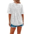 thumbnail image 3 of VISgogo, camisetas de gasa de verano para mujer, camisetas de manga corta acampanadas informales holgadas de encaje de Color sólido, ropa de calle para el día a día VISgogo  moda, 3 of 4