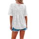 thumbnail image 3 of VISgogo, camisetas de gasa de verano para mujer, camisetas de manga corta acampanadas informales holgadas de encaje de Color sólido, ropa de calle para el día a día VISgogo  moda, 3 of 4
