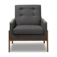 thumbnail image 2 of Baxton Studio Perris Mid-Century Modern Dark Grey Fabric Upholstered Walnut Wood Lounge Chair, 2 of 7
