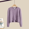 thumbnail image 4 of DHFJKG Women's 2 Piece Skirt Sets Spring Outfits Long Sleeve Crewneck Knitted Sweater Casual Long Skirt Casual Travel Versatile Outfit, 4 of 5