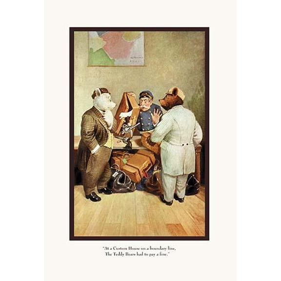 Teddy Roosevelt's Bears: Teddy B and Teddy G at a Custom House-Fine Art Canvas Print (20" x 30")