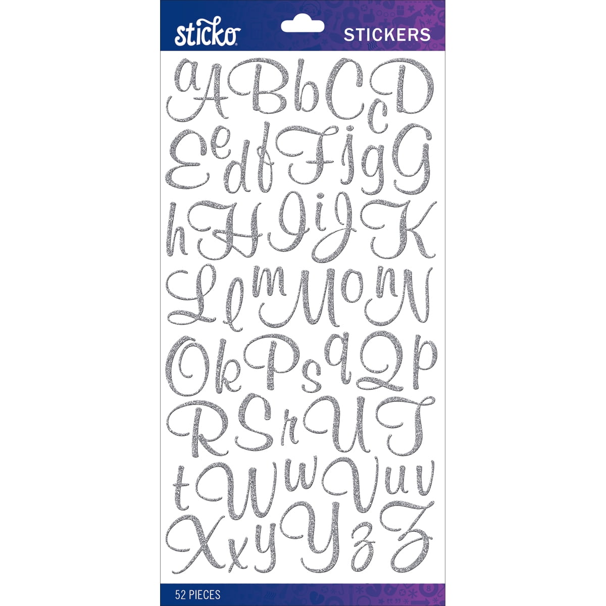 Sticko Alphabet StickersSilver Glitter Script Small