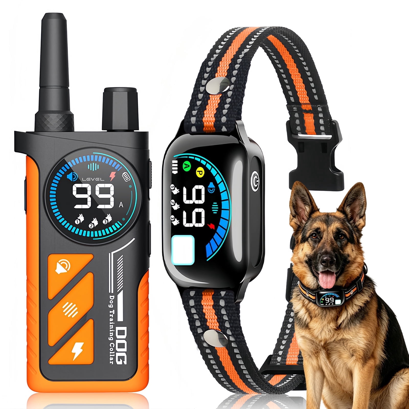 4500FT 2 in 1 Shock Collar for Dogs, Dog Training Collar with Auto Bark Control, AI Bark Detection, IPX7 Waterproof for Medium & Large Dogs