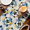 thumbnail image 3 of Gray Bees Farmhouse Table Runner 72 Inches, Spring Summer Botanical Flowers Bed Runner Dresser Scarves Tabletop for Indoor Outdoor Parties/Ceremony/Banquet, 16" x 72", 3 of 9