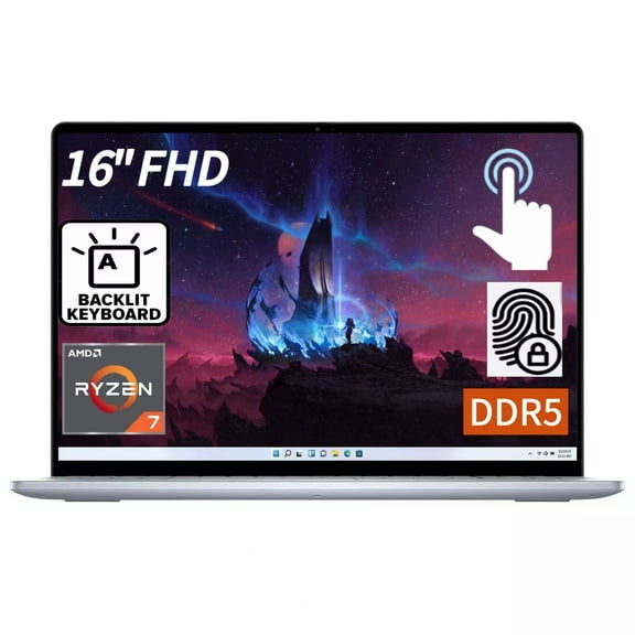 New Dell Inspiron 16" FHD Touchscreen Laptop, AMD Ryzen 7 8840U (> i7-1255U ) ,Backlit Keyboard,Fingerprint Reader,32GB DDR5 1TB SSD,1080P Webcam,WIFI,Windows 11 Pro