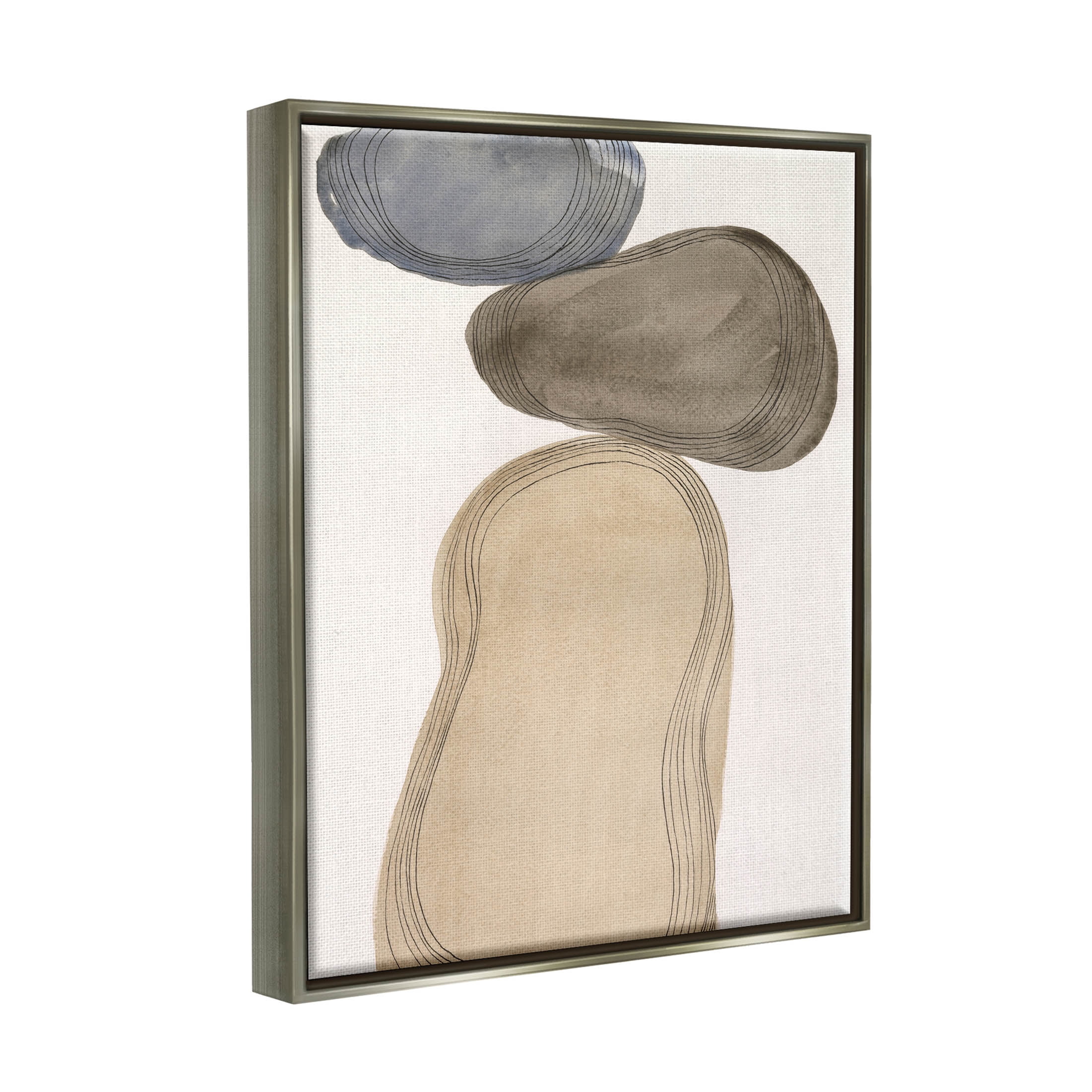 Stupell Industries Contemporary Circular Shapes Arrangement Graphic Art Luster Gray Floating Framed Canvas Print Wall Art, Design by Laura Marr