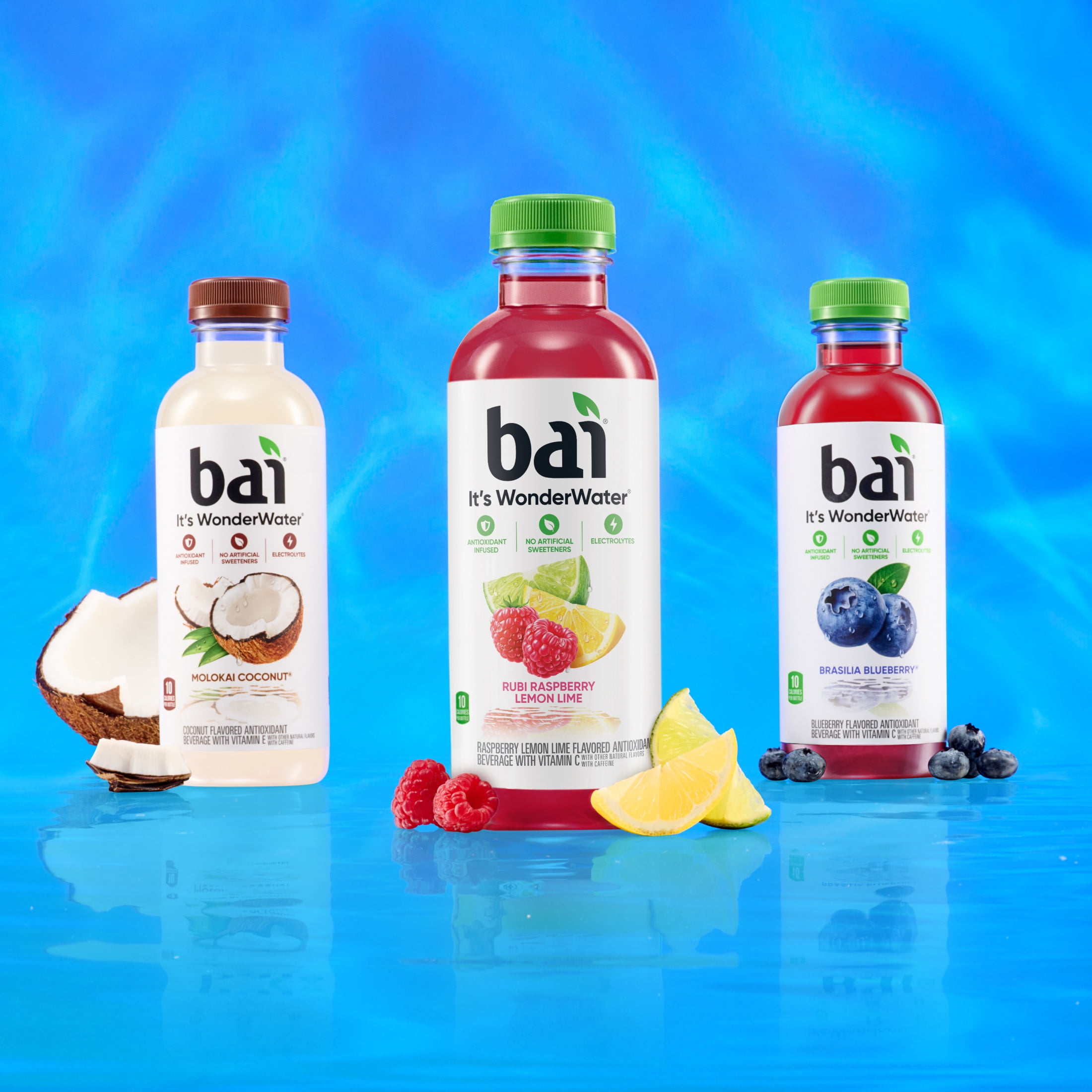 (5 pack) Bai Raspberry Lemon Lime Antioxidant Infused Water Beverage, 18 fl oz, Bottle
