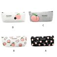 thumbnail image 3 of Caja de lápices con cremallera Kawaii, bolsa de cosméticos de lona, multiusos para chicas estudiantes, blanco Feliz Sencillez, 3 of 5