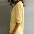 thumbnail image 4 of 3/4 Length Sleeve Womens Tops Button Down V Neck Summer Shirts Casual Slim Fit Peter Pan Collar Shirt, 4 of 6