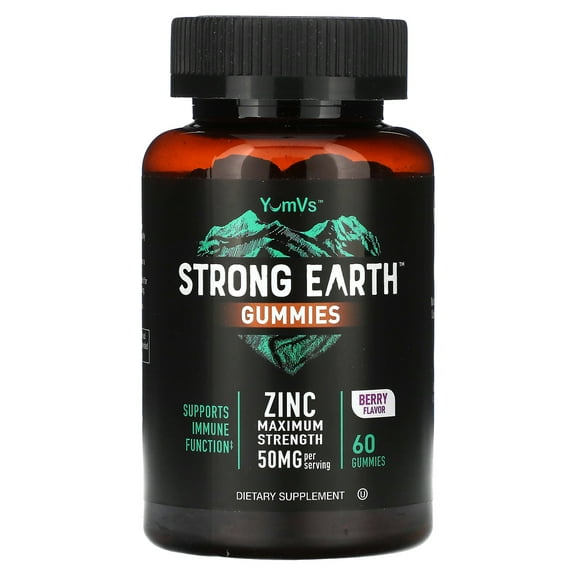 Yum V’s Kosher Strong Earth Zinc Maximum Strength Gummies - Berry Flavor 60 Gummies