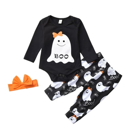 

EnJoCho Toddler Kids Boys Girls Outfit Halloween Prints Long Sleeves Romper Pants Hairband 3pcs Set Outfits Winter Fall Holiday Party Role Play Clothing for Kids Toddler Boys Girls Outdoor Wear