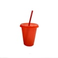 thumbnail image 1 of Advancent Vaso para beber con tapa y pajita Botella reutilizable de plástico PP PP para batido de jugo de café de bebida fría Mostrada Naranja 480ml Advancent HA007952-07, 1 of 6
