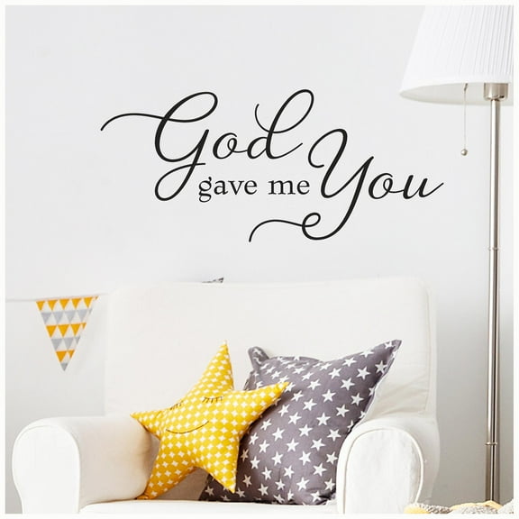 God Gave Me You Vinyl Lettering Wall Decal Sticker Nursery Decals Wedding Decor - Size: 12"H x 27"L - Color:  Black
