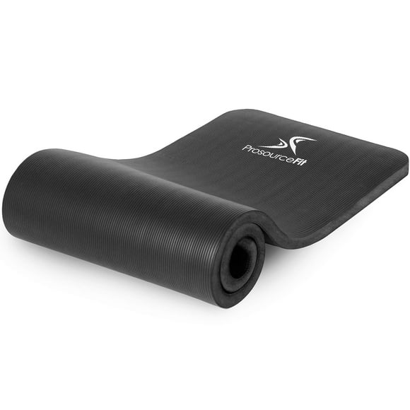 ProsourceFit Extra Thick Yoga and Pilates Mat 1" (25mm), 71-inch Long High Density Exercise Mat with Comfort Foam and Carrying Strap - Black, ps-1998-etm-black