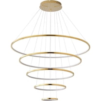 Modern Chandelier, Dimmable 5 Rings Chandelier Light Fixture Luxury Big LED Chandelier, Gold High Ceiling Chandelier Contemporary Ceiling Pendant Light Fixtures for Foyer Stairs 113W