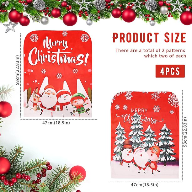 4 piezas de fundas para sillas navide?as, funda trasera para silla con temática navide?a, decoración de mesa roja y blanca para fiestas de Navidad, celebraciones, Banban LingWen 8390605477904