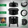 thumbnail image 5 of Vertical Charcoal Smoker Grill - 3-Layer Design, Large Capacity, Easy Temp Control - Portable BBQ for Camping & Outdoor Cooking - Black, 5 of 9