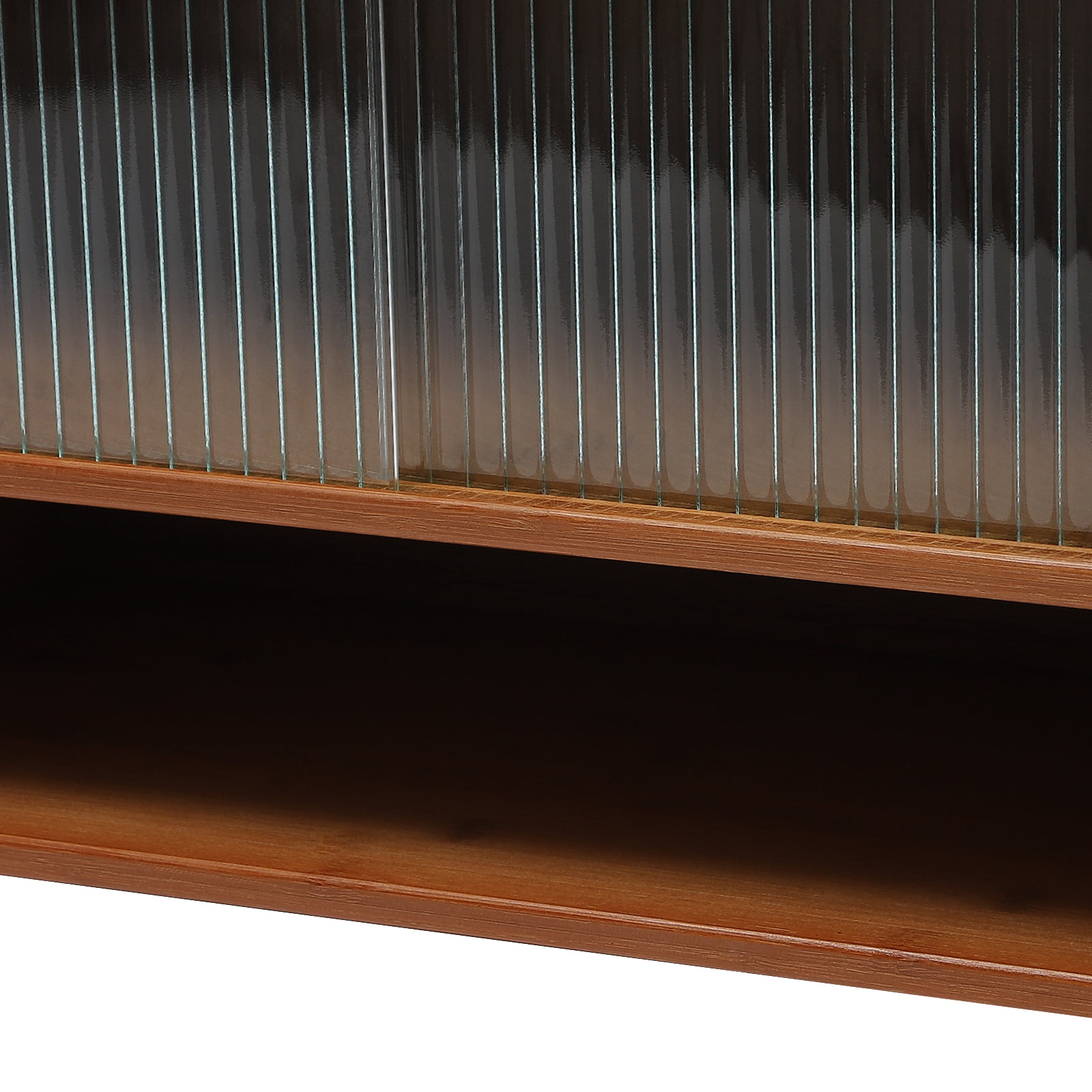 Wood Counter-top Cabinet Kitchen Pantry Sideboard with Sliding Glass Doors 21.6*11*18.1 in
