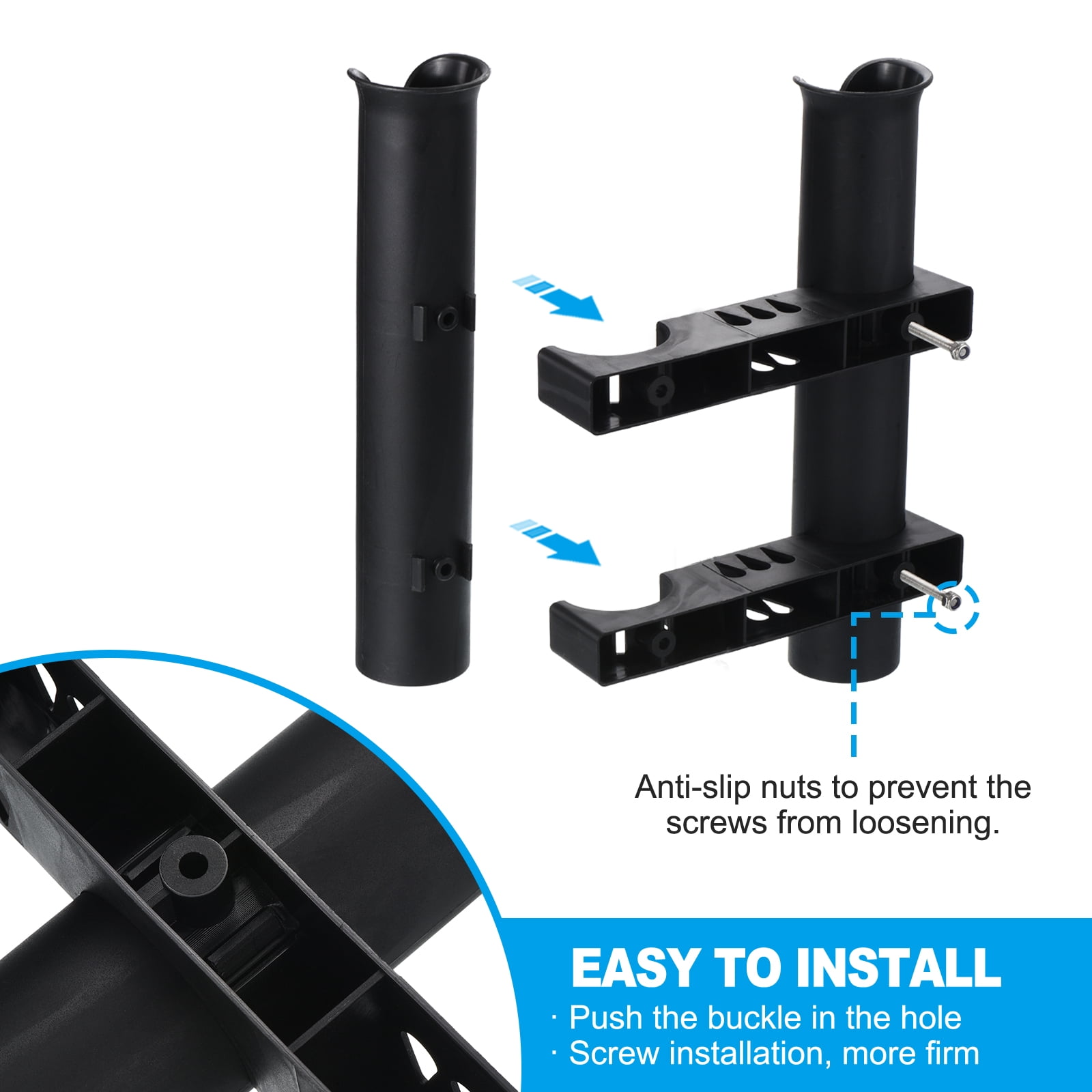 Porte-canne à Pêche BigTron Pour Bateau Ou Kayak – Tube Rangement Combo, Noir, Ajustable, Fixation Flush