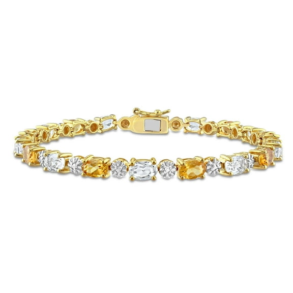Everly Women's Citrine Topaz Yellow Gold Plated Tennis Bracelet