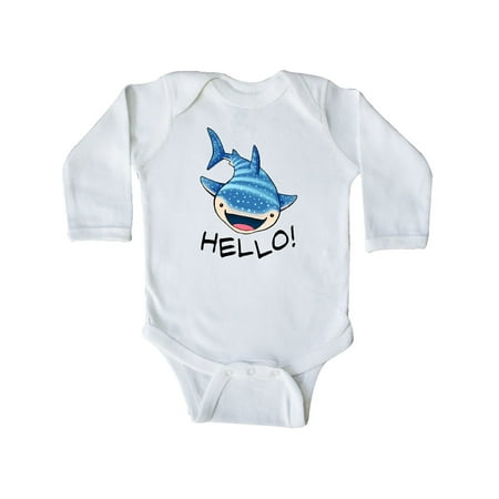 

Inktastic Cute Whale Shark Says Hello Gift Baby Boy or Baby Girl Long Sleeve Bodysuit