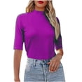 thumbnail image 1 of Birdeem Mode Femmes Été T-Shirt Uni à Col Rond Manches Courtes Blouse Décontractée, 1 of 8