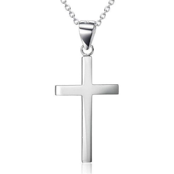 Cross Necklace Women Sterling Silver Religious Engraved Faith Hope Love Cross Pendant Necklace Jewelry Christmas Gifts for Women Unisex