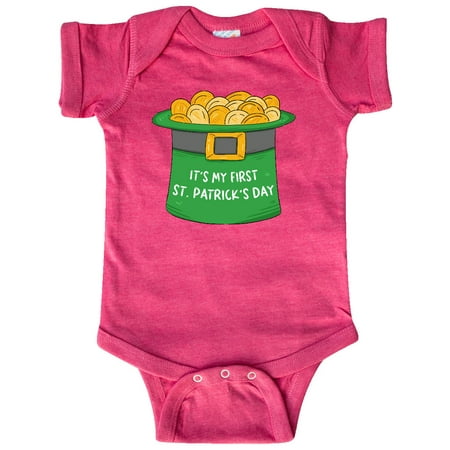 

Inktastic It s My 1st St. Patrick s Day with Green Top Hat and Gold Gift Baby Boy or Baby Girl Bodysuit