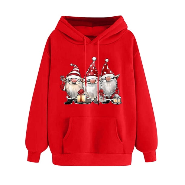 WILLBEST Sudadera de Mujer con Capucha Estampada Navideña para Otoño/Invierno, Talla Grande, Gruesa, Informal y Holgada Chica