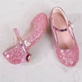 thumbnail image 6 of SYMSHOES Girls' Pink Glitter Mary Jane Shoes Low Heel Sparkly Dress Party Shoes for Princess Birthday Wedding Flower Girl,Size 10 M, 6 of 7