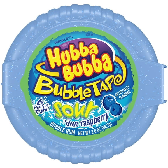 Hubba Bubba Sour Blue Raspberry Bubble Gum Tape - 2 oz