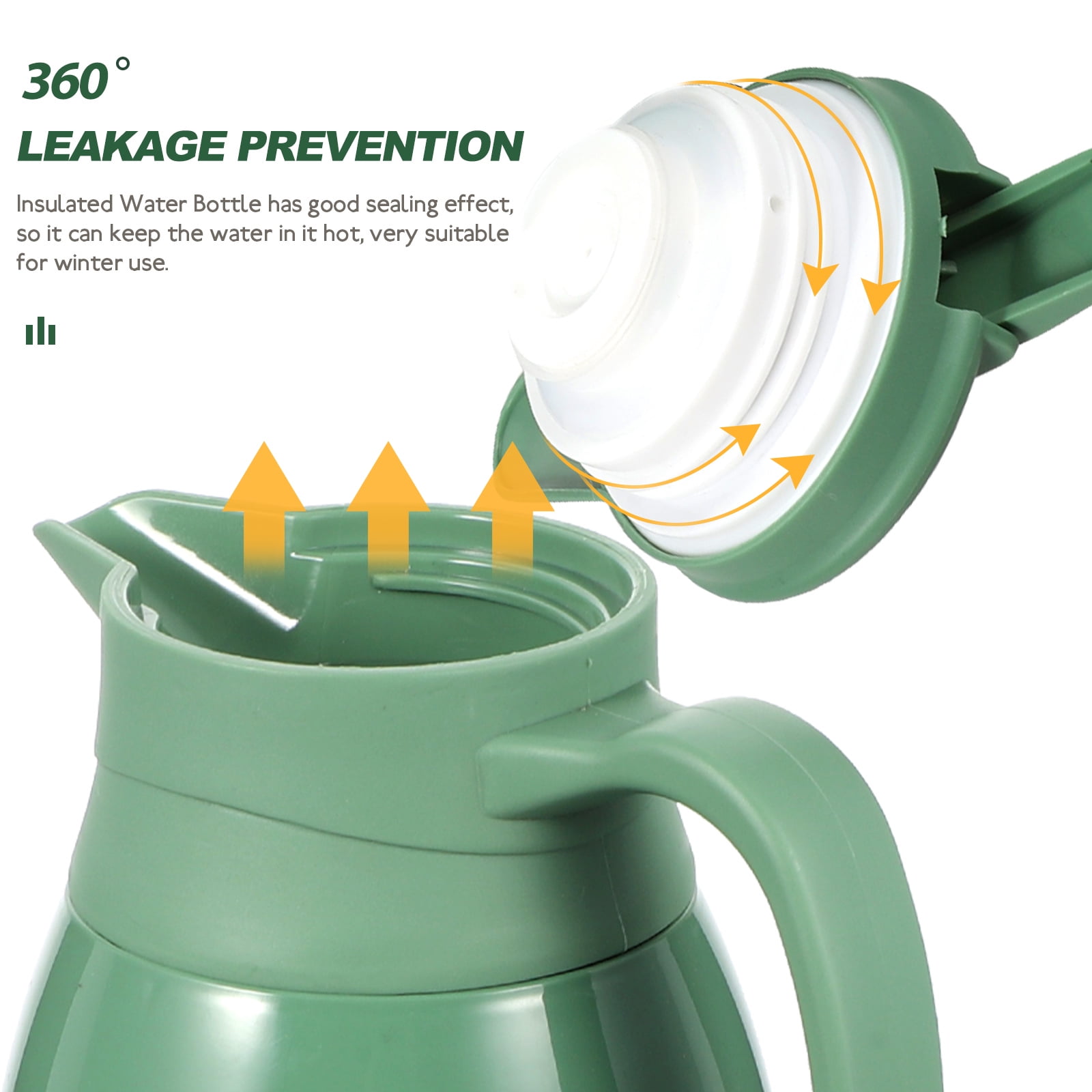 Soimiss Insulated Water Bottle Green Glass Inner PP Outer for Home Use