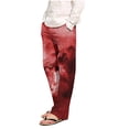 thumbnail image 1 of Pantalones de pijama largos de poliéster para hombre, informales, con estampado a cuadros, holgados y deportivos., 1 of 4