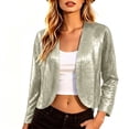 thumbnail image 7 of NominalSnug Womens Sequin Cardigan Open Front Long Sleeve Cropped Casual Jacket with Pockets Fall Outfits, 7 of 7