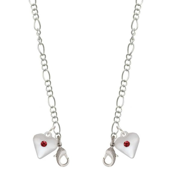 Silvertone Large January - Maroon Crystal Heart Silvertone Face Mask Necklace