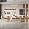 thumbnail image 3 of Luxury Rock Slab Dining Table 6 Chairs Set Metal Titanium Glaze Gold Frame Faux Marble Table Kitchen Furniture Eettafel Comedor My Lux Decor Round, 3 of 20