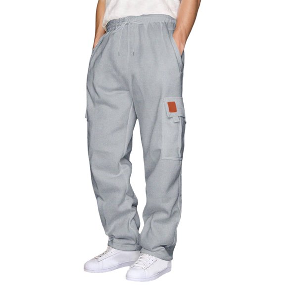 FEIFLY Men's Casual Pants Slacks Comfortable Solid Color Utility Joggers With Multiple Pockets For Outdoor Work And Daily Wear Trousers Sweatpants Trendy Streetwear