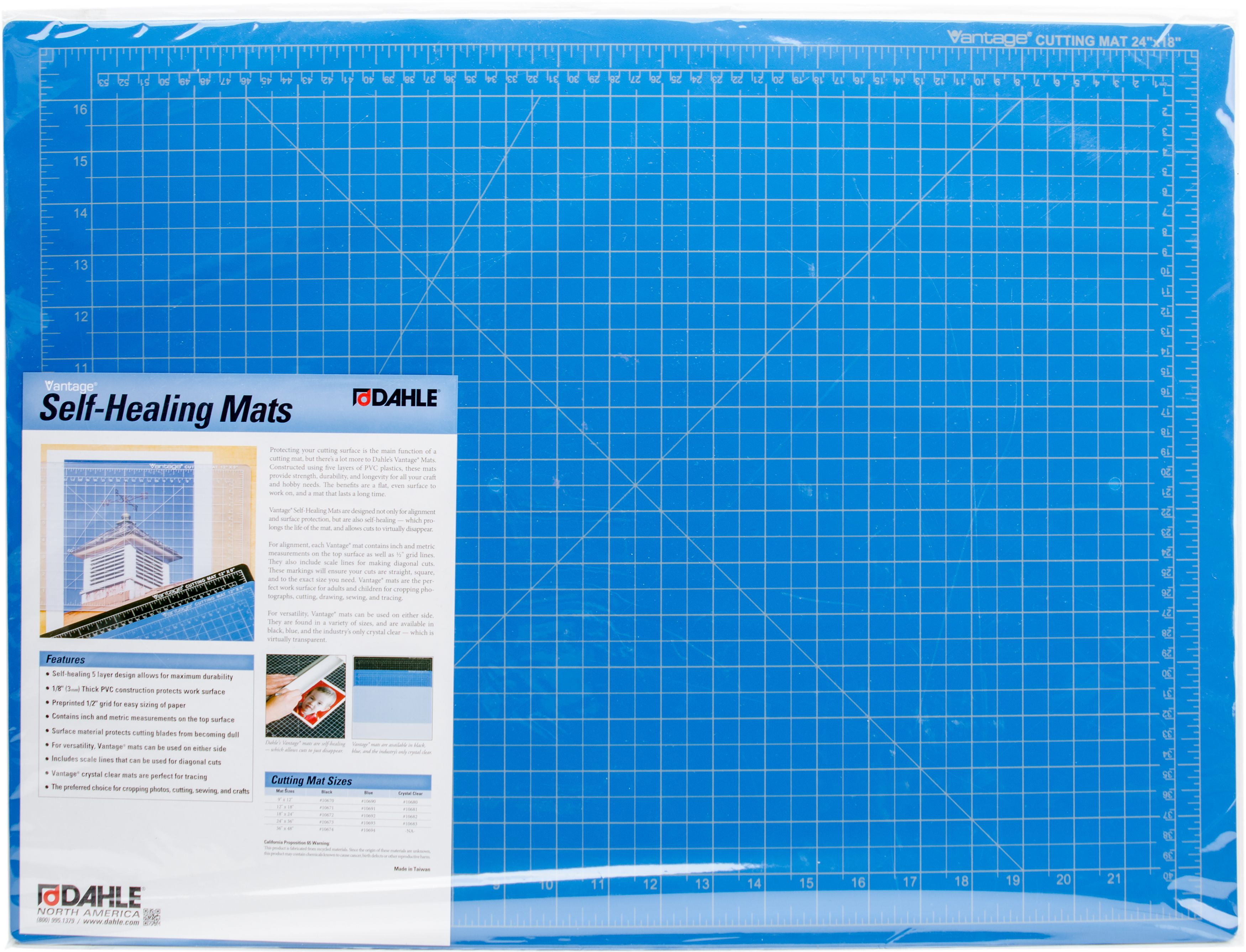 Dahle Vantage 10682 Self-Healing 5-Layer Cutting Mat Perfect for Crafts and Sewing 18 x 24 Clear Mat 