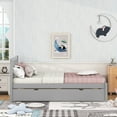 thumbnail image 4 of Twin Size Platform Bed Frame with Trundle, Wood Bed Frame with Hollow Headboard, 4 of 8