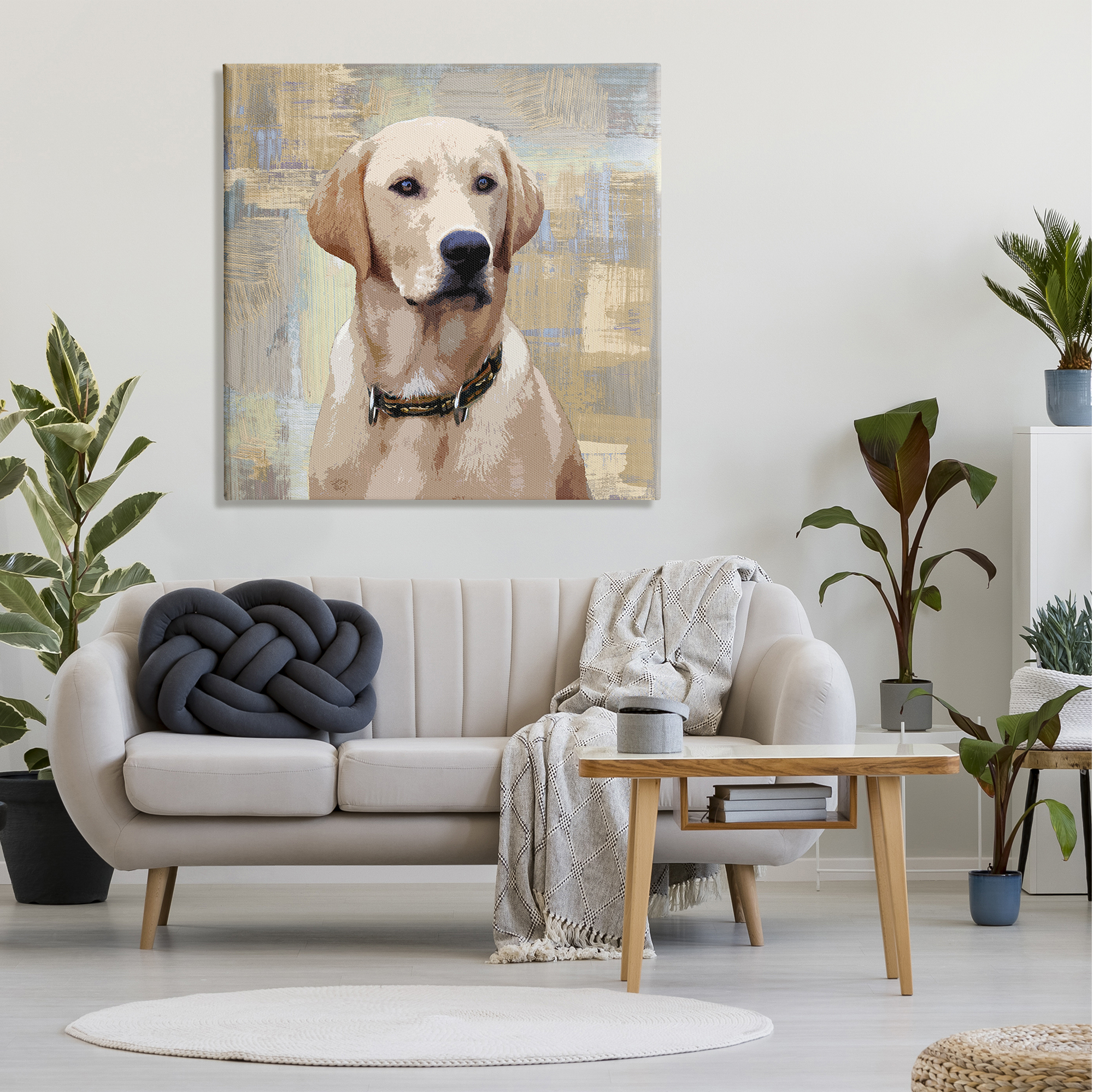 Stupell Industries Sharp Golden Retriever Dog Grunge Patched Background,36 x 36, Design by Keri Rodgers